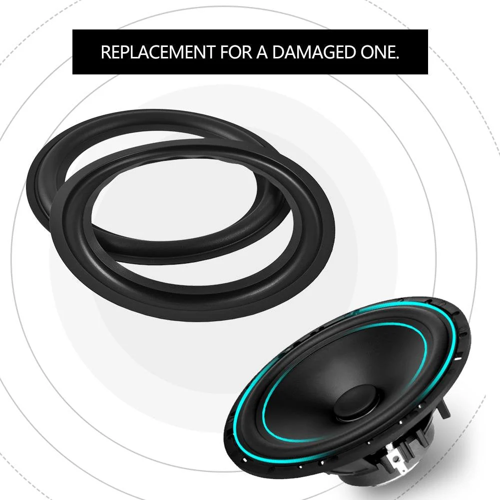 Yoidesu 2pcs Black Color 8 inch Rubber Speaker Surround Rings Replacement Parts for Speaker Repair or DIY,Perforated Rubber Speaker Foam Subwoofer Surround Foam Replacement Parts - Image 3