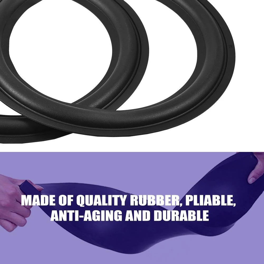 Yoidesu 2pcs Black Color 8 inch Rubber Speaker Surround Rings Replacement Parts for Speaker Repair or DIY,Perforated Rubber Speaker Foam Subwoofer Surround Foam Replacement Parts - Image 4