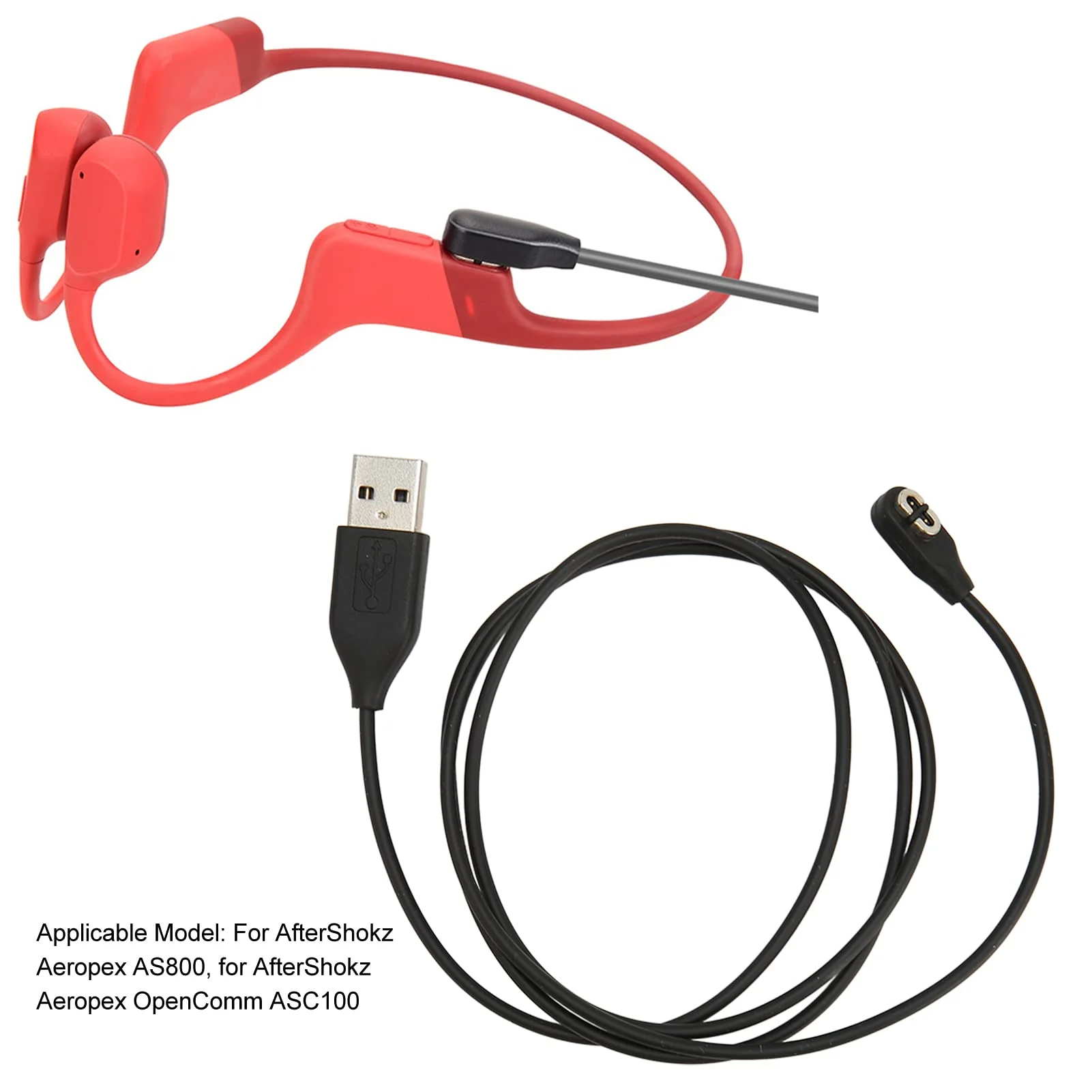 Yoidesu Charging Cable for AfterShokz Bluetooth Headset, Fast Charging USB Charger Cord Replacement for AfterShokz AS800, ASC100 (Black) - Image 4