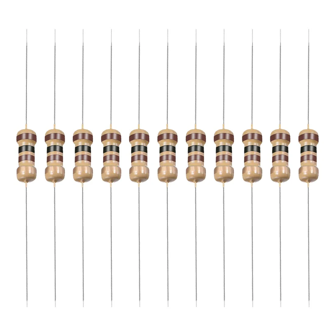 YOKIVE Pack of 100 Carbon Film Resistors 1/4 W 100 Ohm 5% Tolerances Resistance Good for DIY Electronic Projects (4 Colour Band 1.77 x 0.09 Inches)