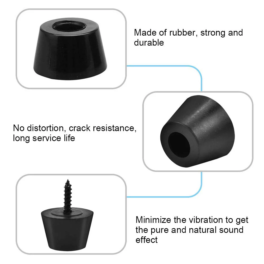 Yosoo- Round Rubber Feet Bumpers, Anti Scratch Screw-on Round Black Rubber Feet Bumpers Pads 8 Pcs 30x20mm Rubber Feet Anti-Vibration Base Pad Stand for Speaker Guitar Amplifier w/Screws - Image 2