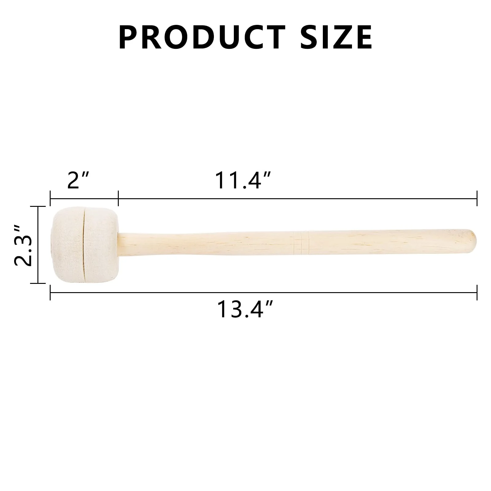 YOUEON 2 Pairs Drum Mallets Soft Felt, 13.4 Inch Wool Felt Drum Stick with Maple Hanldle, Anti-slip Bass Percussion Sticks Instrument Band Accessory for Bass Drums, Marching Drums, Beige - Image 2