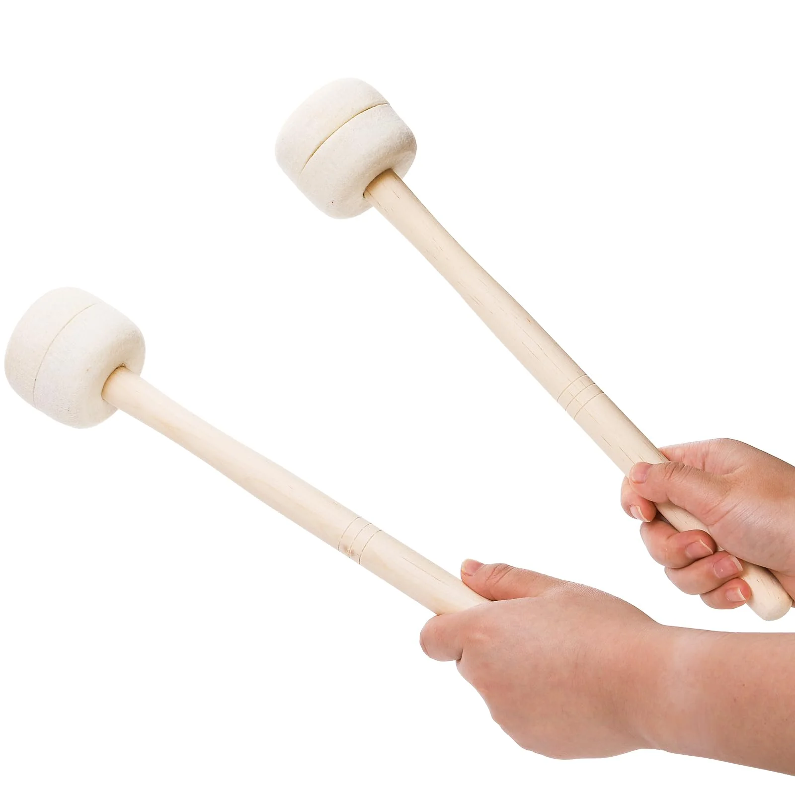 YOUEON 2 Pairs Drum Mallets Soft Felt, 13.4 Inch Wool Felt Drum Stick with Maple Hanldle, Anti-slip Bass Percussion Sticks Instrument Band Accessory for Bass Drums, Marching Drums, Beige - Image 5