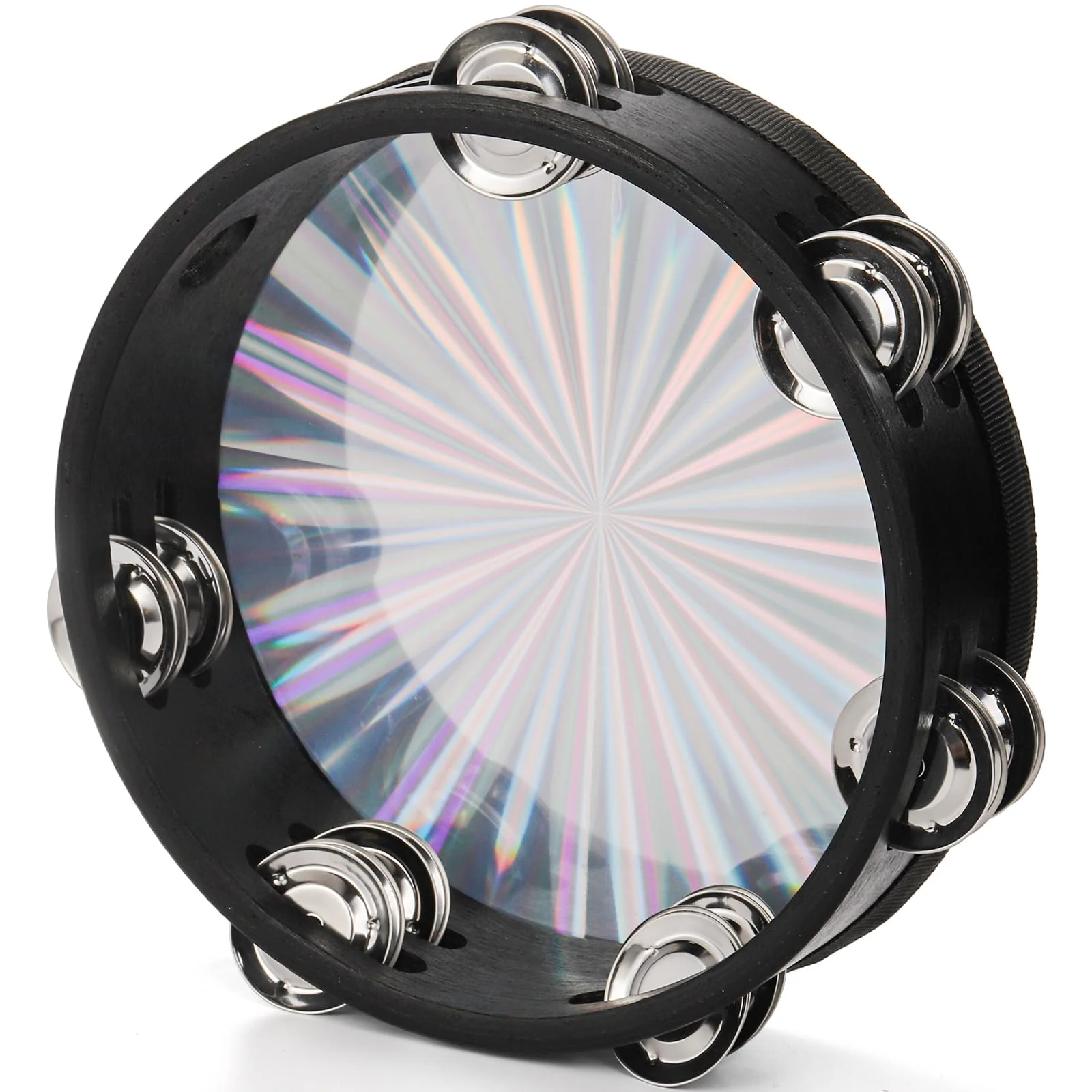 YOUEON 3 Pack Radiant Tambourine with Double Row Jingles, 6/8/10 Inch Hand Held Drum, Reflective Tambourines for Adults, Musical Instrumen for Church, Dance, Party, KTV - Image 3