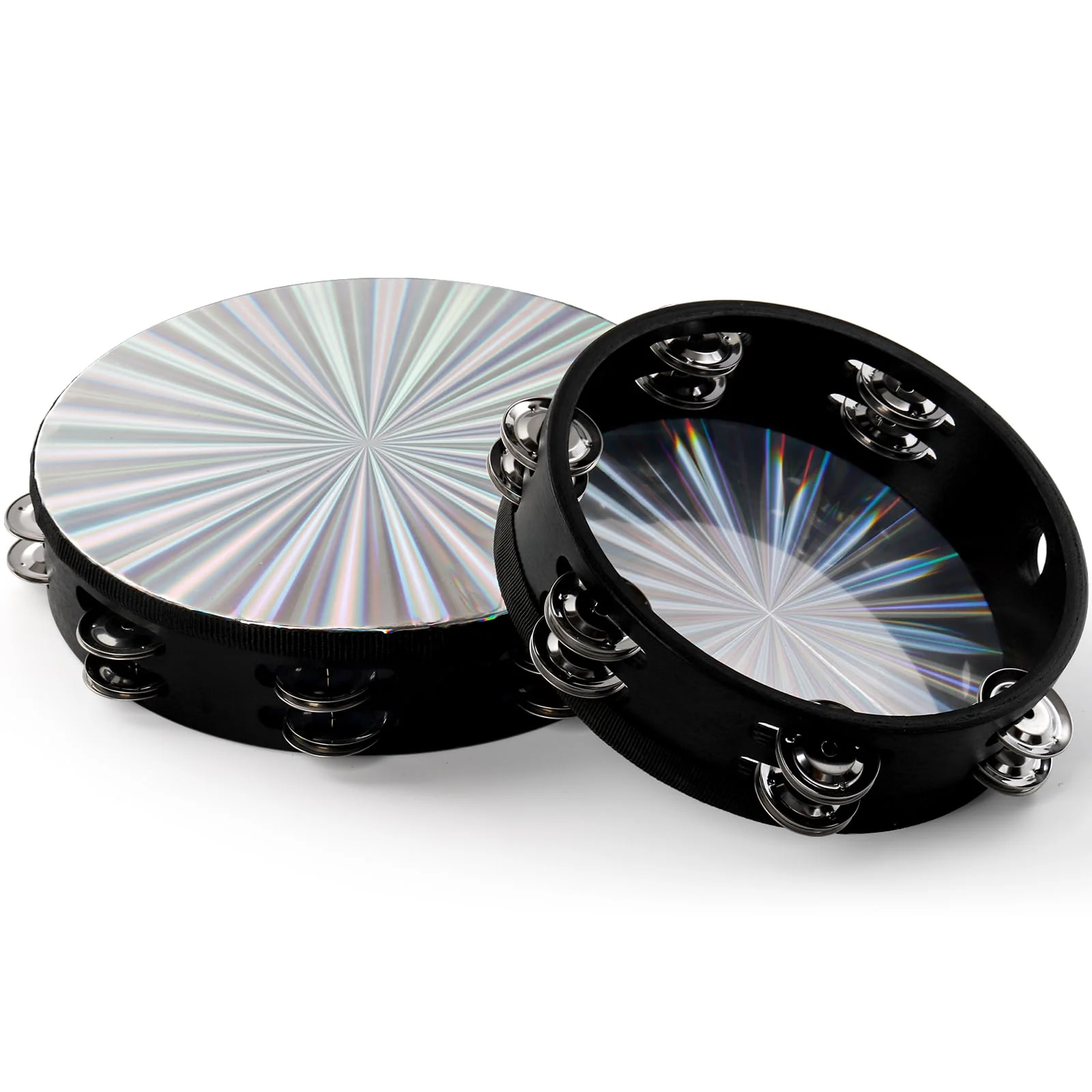 YOUEON 3 Pack Radiant Tambourine with Double Row Jingles, 6/8/10 Inch Hand Held Drum, Reflective Tambourines for Adults, Musical Instrumen for Church, Dance, Party, KTV - Image 5