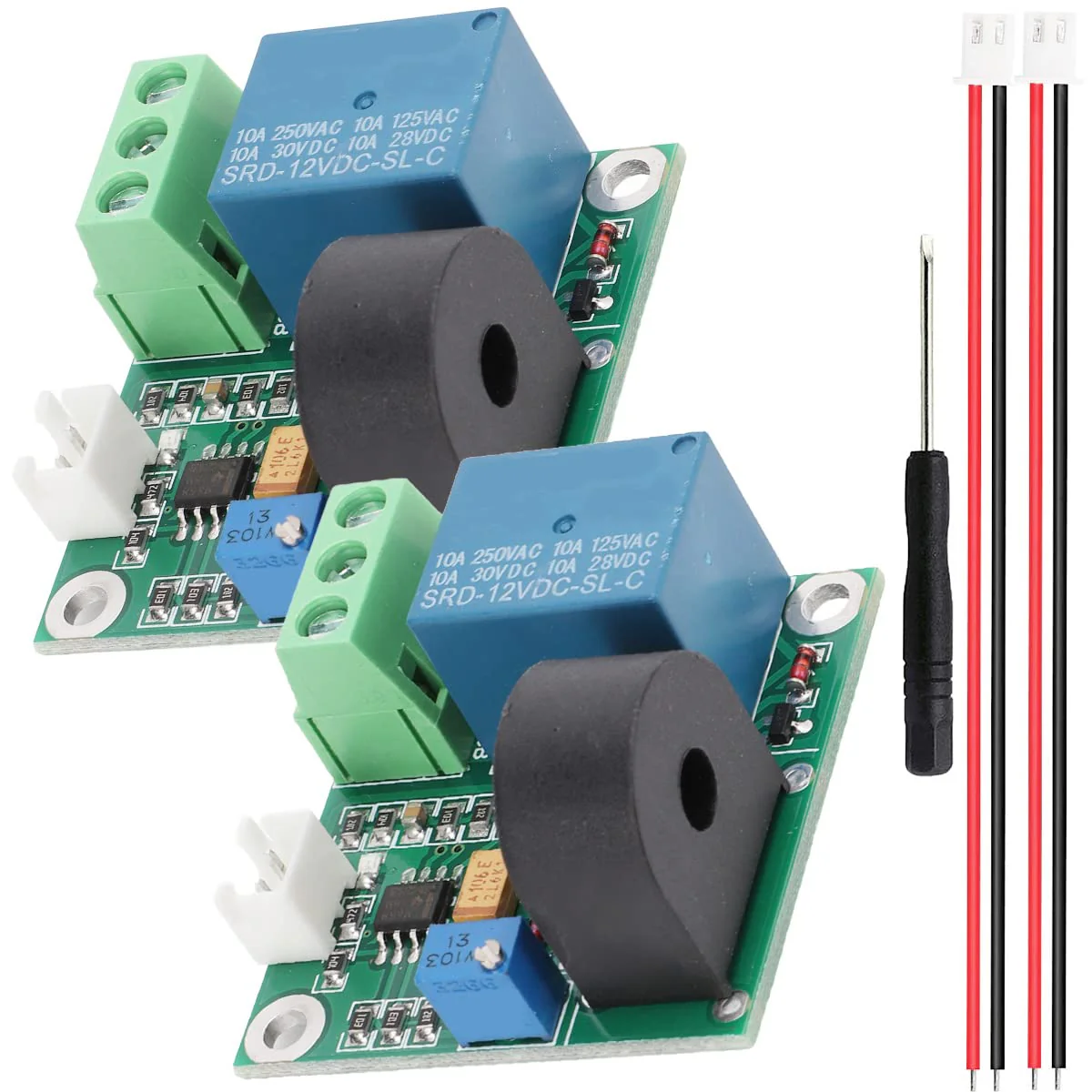 Youmile Current Detection Sensor AC Current Sensor Module 5V 12V 24V 0-5A Adjustable Relay Protection Module Overcurrent Protection Switching Output with Screwdriver (12V) Pack of 2
