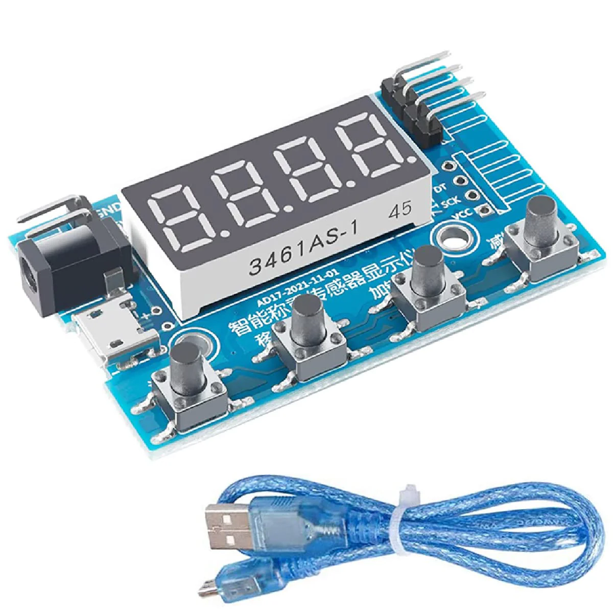 Youmile HX711 Digital Load Cell Module A/D Module Weight Pressure Sensor Display 24 Bit Weighing Device Electronic Scale Display Meter with Micro USB Cable Stand not included