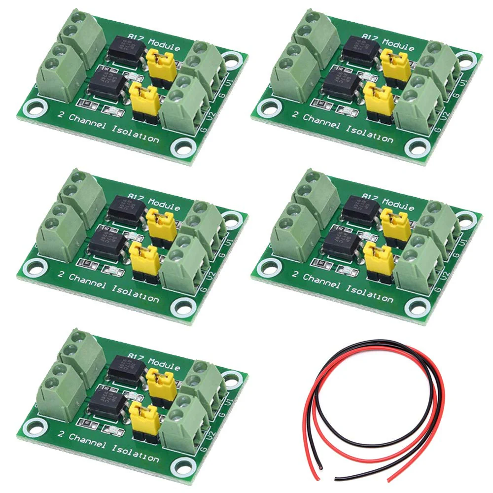 Youmile Pack of 5 PC817 2 Channel Optocoupler Insulation Board Voltage Converter 3.6-30V Driver Photoelectric Insulated Module with 24AWG Cable 2 channels