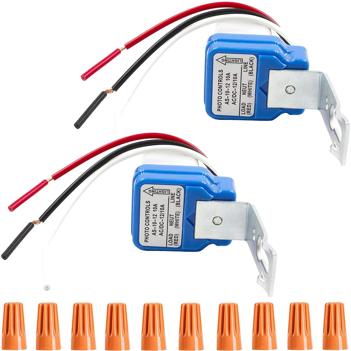 Youmile Twilight Switch AC DC 12V 10A Auto On Off Photocell Light Switch Light Sensor Switch Twilight Sensor Night Light Sensor Photo Switch Light Sensor Switch with Cable Cap Pack of 2