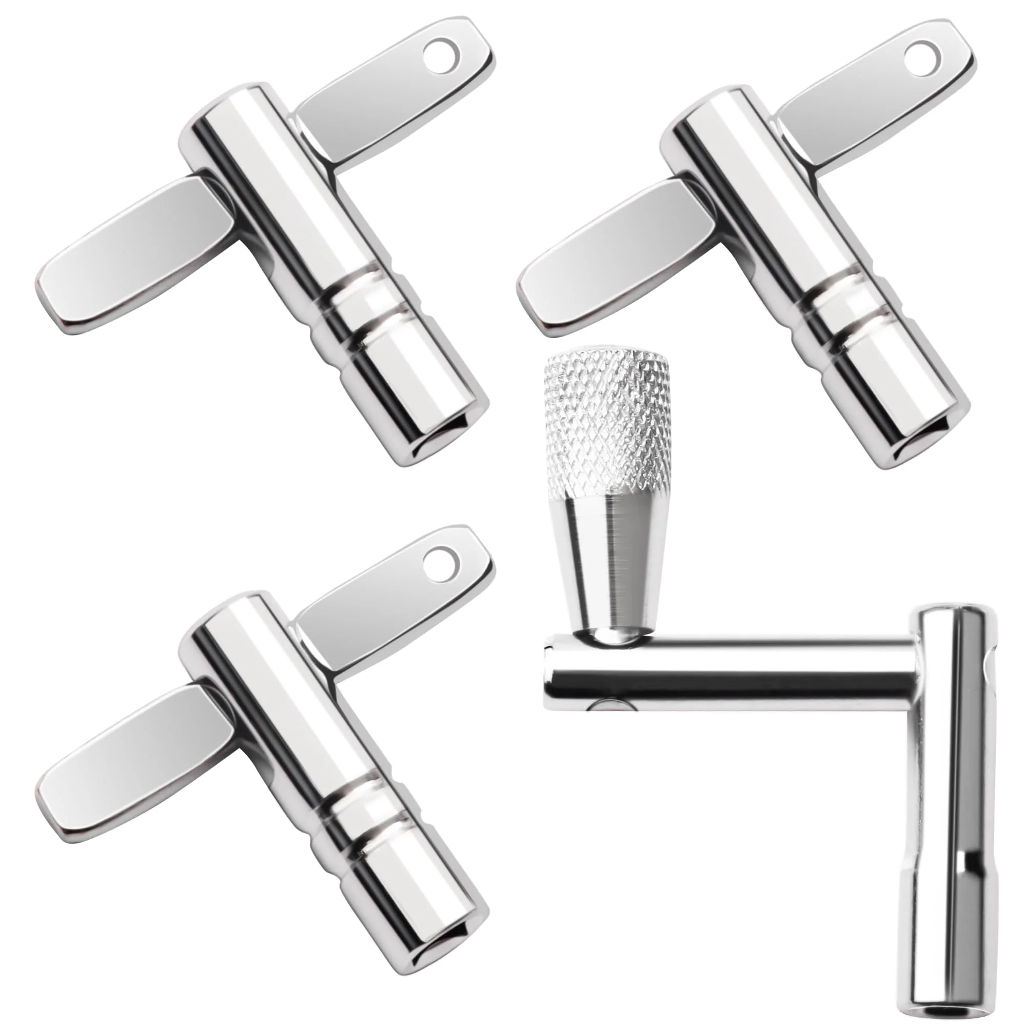 YUBOLDA 4 Pack Drum Keys - Universal Tool for Tuning High Tension Drums, Includes Speed Key, Wrench Set, Multi-Tool Keychain, and Drill Bit for Perfect Tuning.