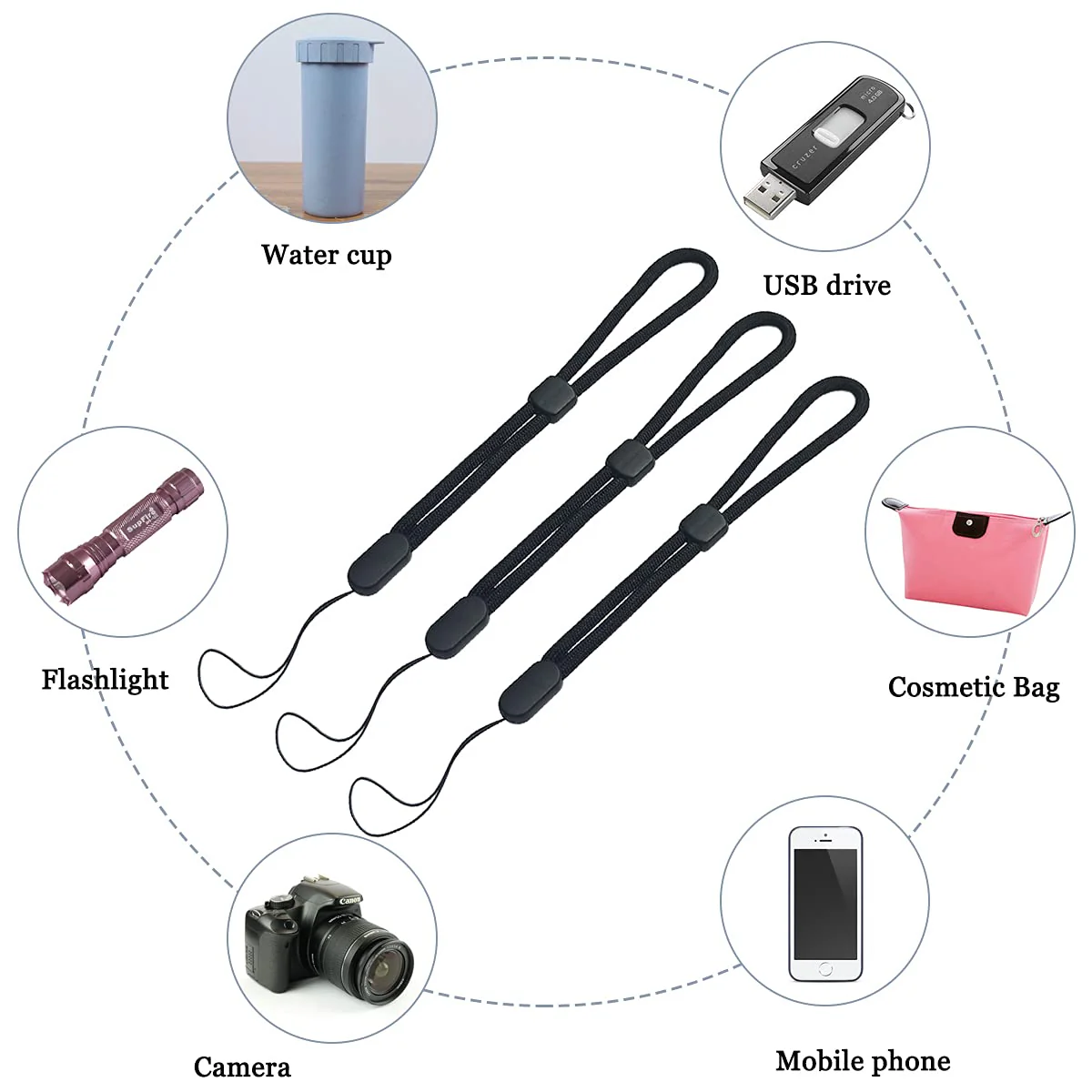 yuntop 5PCS Wrist lanyard, 8.8 inch Hand Wrist Strap Lanyard, Adjustable Nylon Wristlet Straps for Cell Phone, Camera, GoPro, PSP, USB Flash Drives, Flashlight (Black) - Image 4