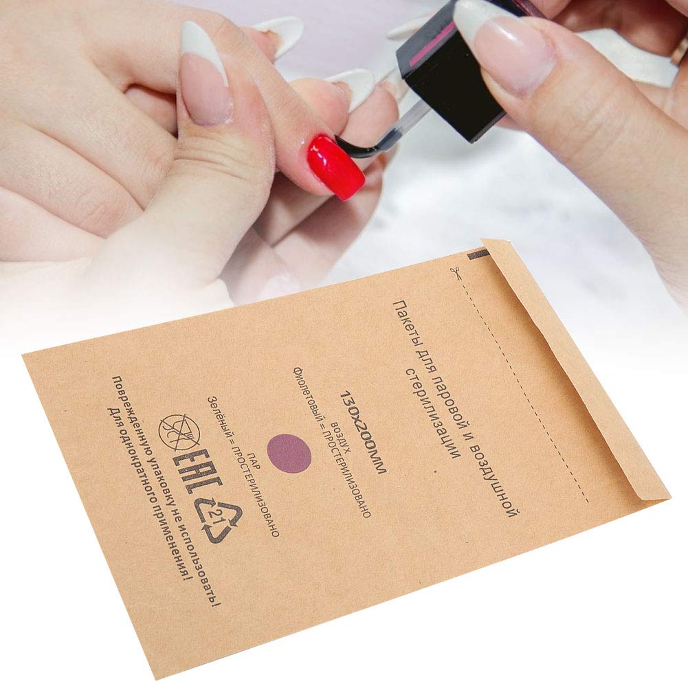 YUYTE 100 Disposable Sterilisation Self Sealing Cleaning Bags, Autoclave Kraft Paper Cleaning Bags for Dentist Tools and Nail Art Accessories (130 x 200 mm) 130*200mm - Image 4