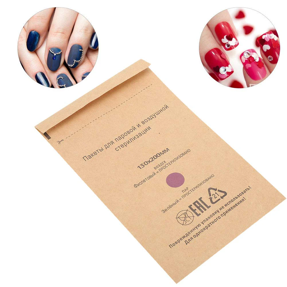 YUYTE 100 Disposable Sterilisation Self Sealing Cleaning Bags, Autoclave Kraft Paper Cleaning Bags for Dentist Tools and Nail Art Accessories (130 x 200 mm) 130*200mm - Image 5