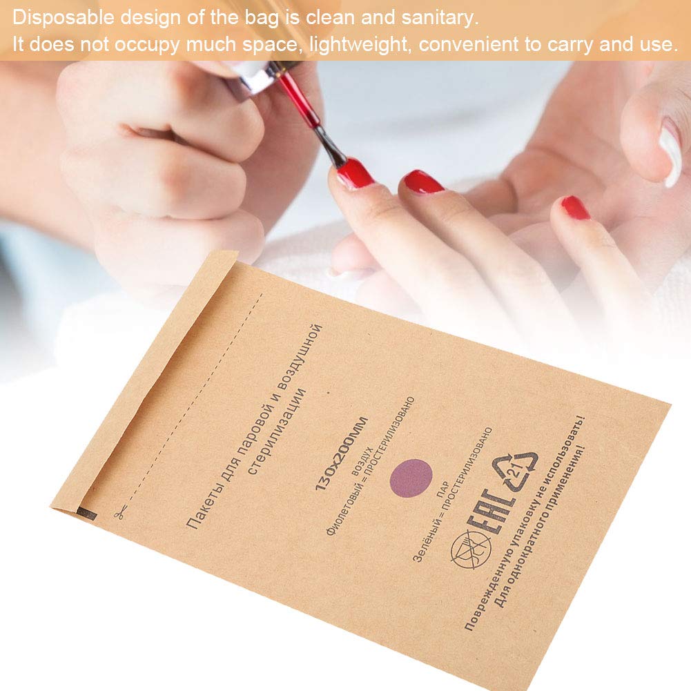 YUYTE 100 Disposable Sterilisation Self Sealing Cleaning Bags, Autoclave Kraft Paper Cleaning Bags for Dentist Tools and Nail Art Accessories (130 x 200 mm) 130*200mm - Image 7