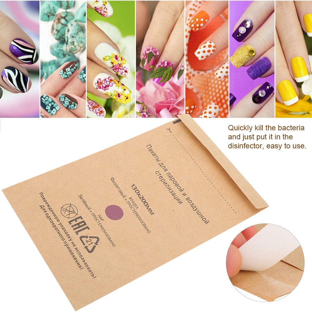 YUYTE 100 Disposable Sterilisation Self Sealing Cleaning Bags, Autoclave Kraft Paper Cleaning Bags for Dentist Tools and Nail Art Accessories (130 x 200 mm) 130*200mm - Image 8