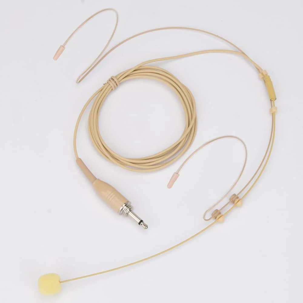 YXG Headworn Earset Over Ear Hanging Mic Beige Low Profile Light-Weight Microphone, with1.45m Cable 3.5mm Thread Screw Lock Head,for Wireless System & Body/Belt Pack Transmitter