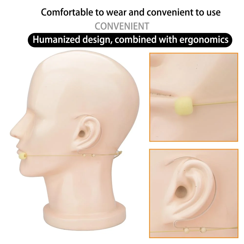 YXG Headworn Earset Over Ear Hanging Mic Beige Low Profile Light-Weight Microphone, with1.45m Cable 3.5mm Thread Screw Lock Head,for Wireless System & Body/Belt Pack Transmitter - Image 3