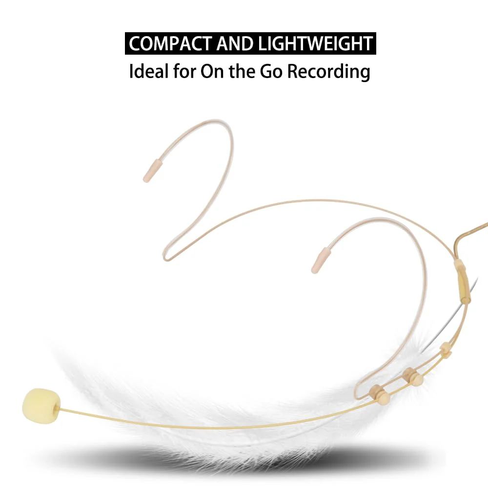 YXG Headworn Earset Over Ear Hanging Mic Beige Low Profile Light-Weight Microphone, with1.45m Cable 3.5mm Thread Screw Lock Head,for Wireless System & Body/Belt Pack Transmitter - Image 9