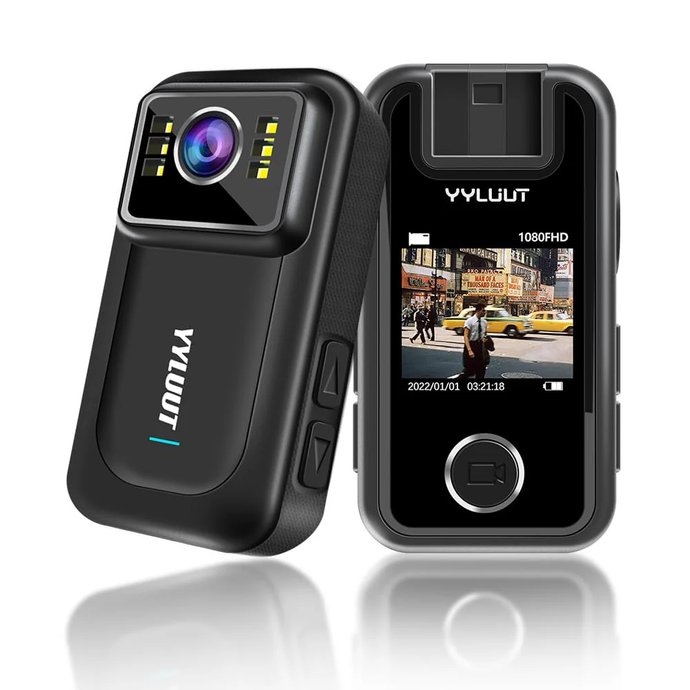 YYLUUT Body Camera with Video recording Cam - Bodycam with 1080P HD Built in 64GB Memory Card, IP67 Waterproofing, 1.5 Inch Bigger Display Cams, Wearable Clip On 10 Hours Video Recorder Cameras