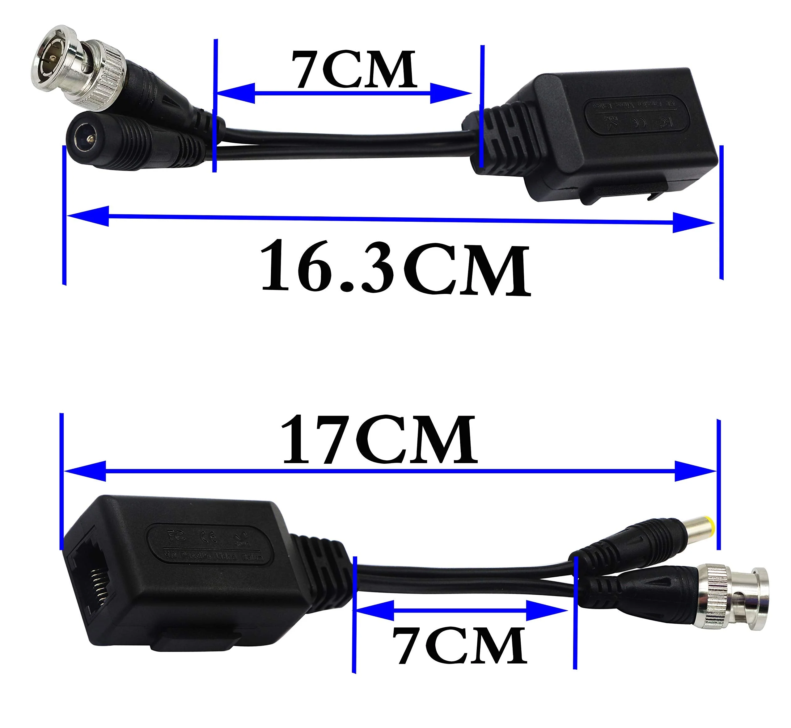 zdyCGTime Balun HD Cat5 RJ45 to BNC Video Baluns transceiver Passive with Power Connector for 720P 1080P 3MP 4MP 5MP 8MP HD-CVI/TVI/AHD/CVBS/960H Camera(2 Pairs) - Image 2