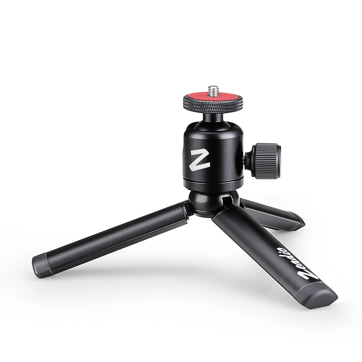 Zeadio Metal Mini Tripod + Ball Head Mount, with 1/4 Inch Screw Desktop Tabletop Stand Tripod, Fits for Smooth 4, Osmo Mobile, Vimble 2, Gimbal Handle Grip Stabilizer and All Cameras Length: 11.5 cm