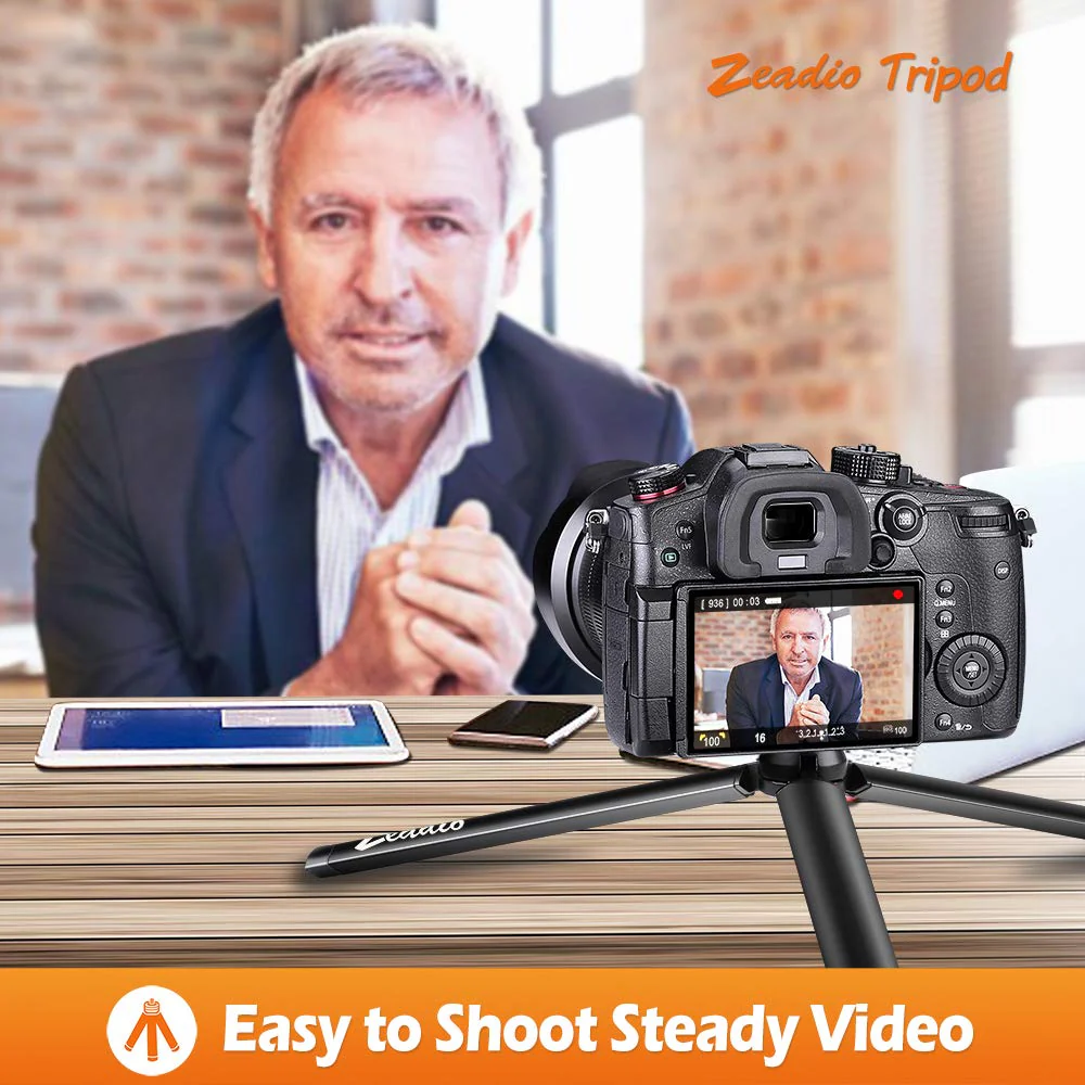 Zeadio Metal Mini Tripod, Desktop Tabletop Stand Tripod with 1/4 Inch Screw for Smooth 4, Crane Plus, Crane 2, Osmo Mobile, Ronin-S, Vimble 2, Gimbal Handle Grip Stabilizer and All Cameras Length 18.8 cm - Image 3