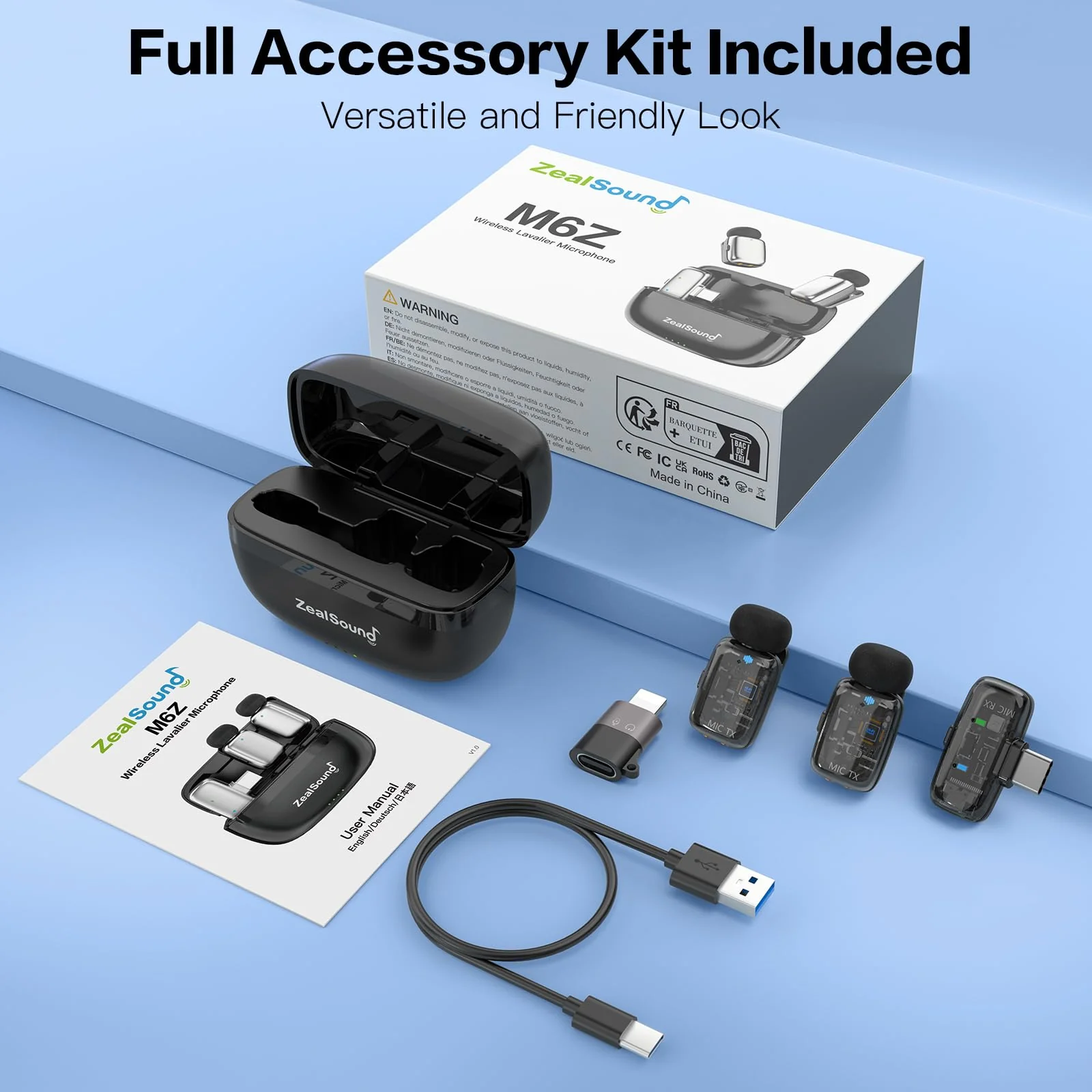 ZealSound TikTok Microphone,Wireless Lavalier Mic for iPhone,iPad,Android(USB-C/Lightning),Mini Mic with Charging Case,Dual Transmitters,Noise Reduction,33H Battery for Vlogging,Podcast,YouTube Video iPhone+USB C - Image 8