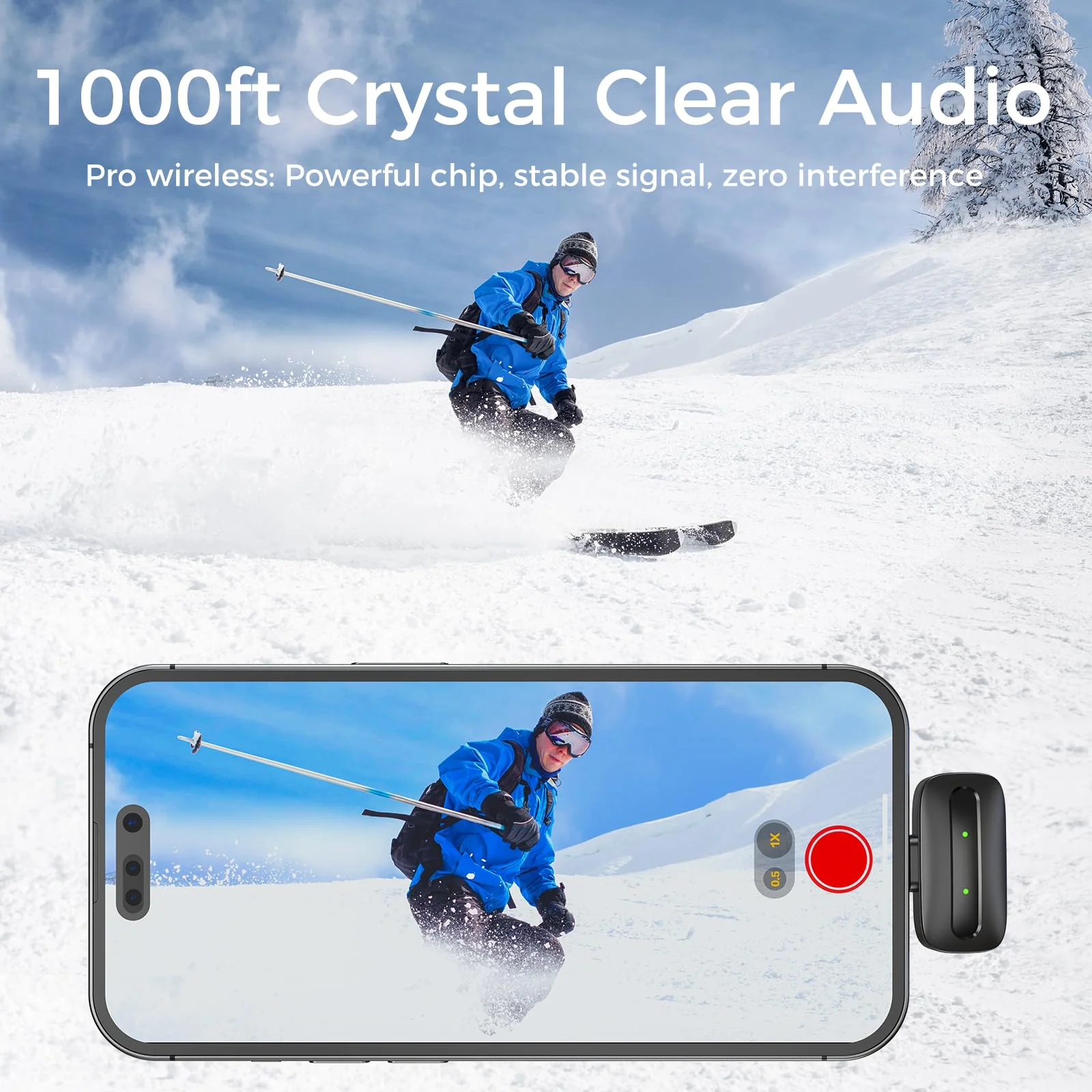 ZealSound Wireless Lavalier Microphone for iPhone, iPad, Android, Camera, PC – Pro 2.4GHz Mic with Noise Reduction, 40H Battery, 1000ft Range, Charging Case & Magnetic Clip – for Video, Podcast, Vlog iPhone+Android+Camera - Image 5