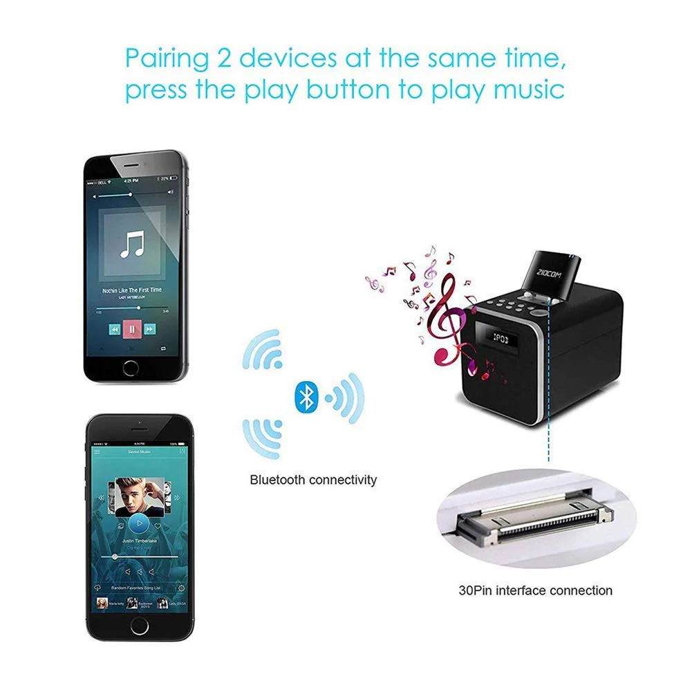 ZIOCOM 30 Pin Bluetooth Adapter Receiver for Bose iPod iPhone SoundDock and Other 30 pin Dock Speakers with 3.5mm Aux Cable(Not for Car and Motorcycles),Black - Image 5