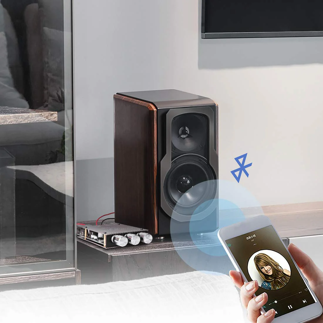 ZK-502T Bluetooth Amplifier Board with Treble and Bass Control, TPA3116D2 50W x 2, DC:9-24V, Bluetooth 5.0 AMP Board for Home Passive Speakers - Image 5