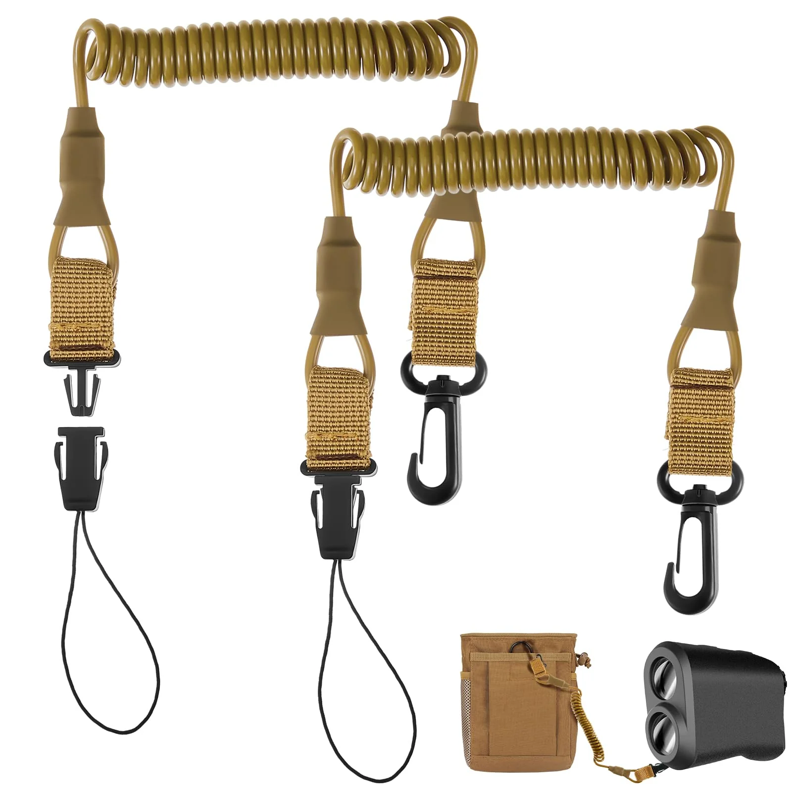 Zonon 2 Pcs Rangefinder Tether Range Finder Tether Retractable Rangefinder Lanyard Coiled Equipment Lanyard for Hunting Khaki Small