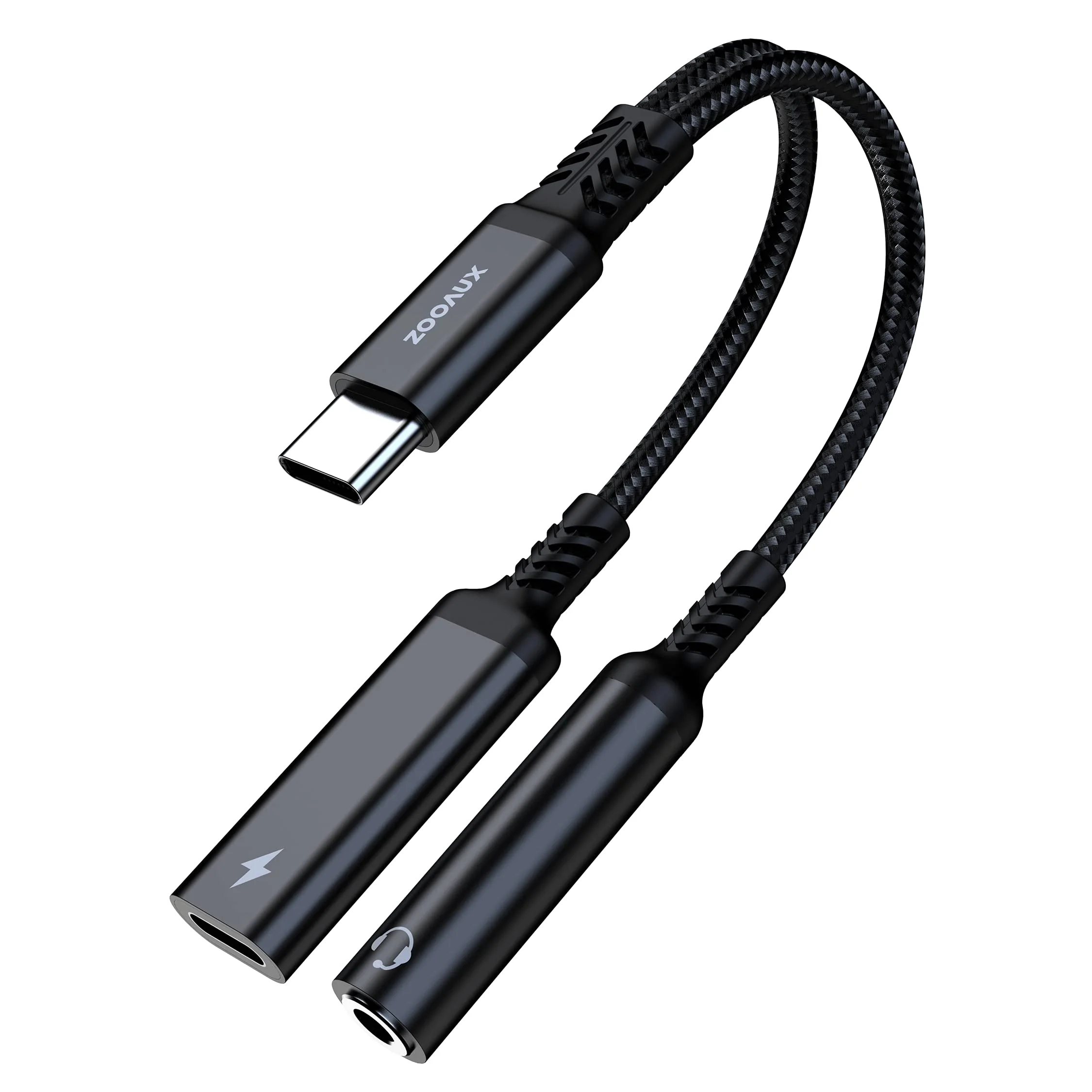 ZOOAUX USB C to 3.5mm Headphone and Charger Adapter, 2 in 1 USB C to Aux Audio Jack with PD 60W Fast Charging Dongle Cable Cord for Stereo,Earphones, Compatible with S20/S21 Note 20/10,Pixel 4/3/2 XL