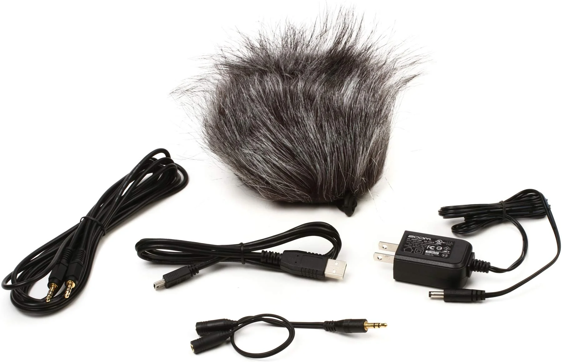 Zoom APH-4nPro Accessory Pack for H4n Pro Portable Recorder, Includes Hairy Windscreen, Splitter Cable, Attenuator Cable, USB Cable, and AC Adapter