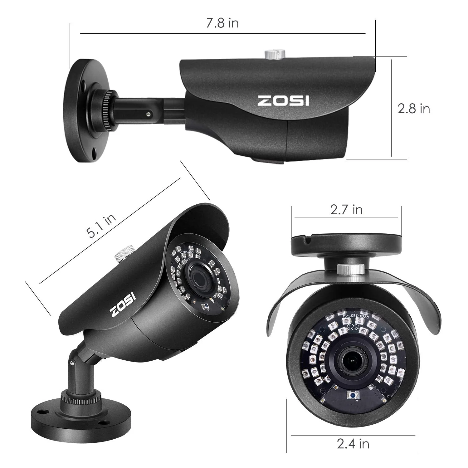 ZOSI 1080P HD 1920TVL Hybrid 4-in-1 TVI/CVI/AHD/960H CVBS CCTV Surveillance Weatherproof Bullet Security Camera 42PCS Infrared LEDs, 120ft IR Distance, For HD-TVI, AHD, CVI, and CVBS/960H analog DVR Wired Cam - Image 9