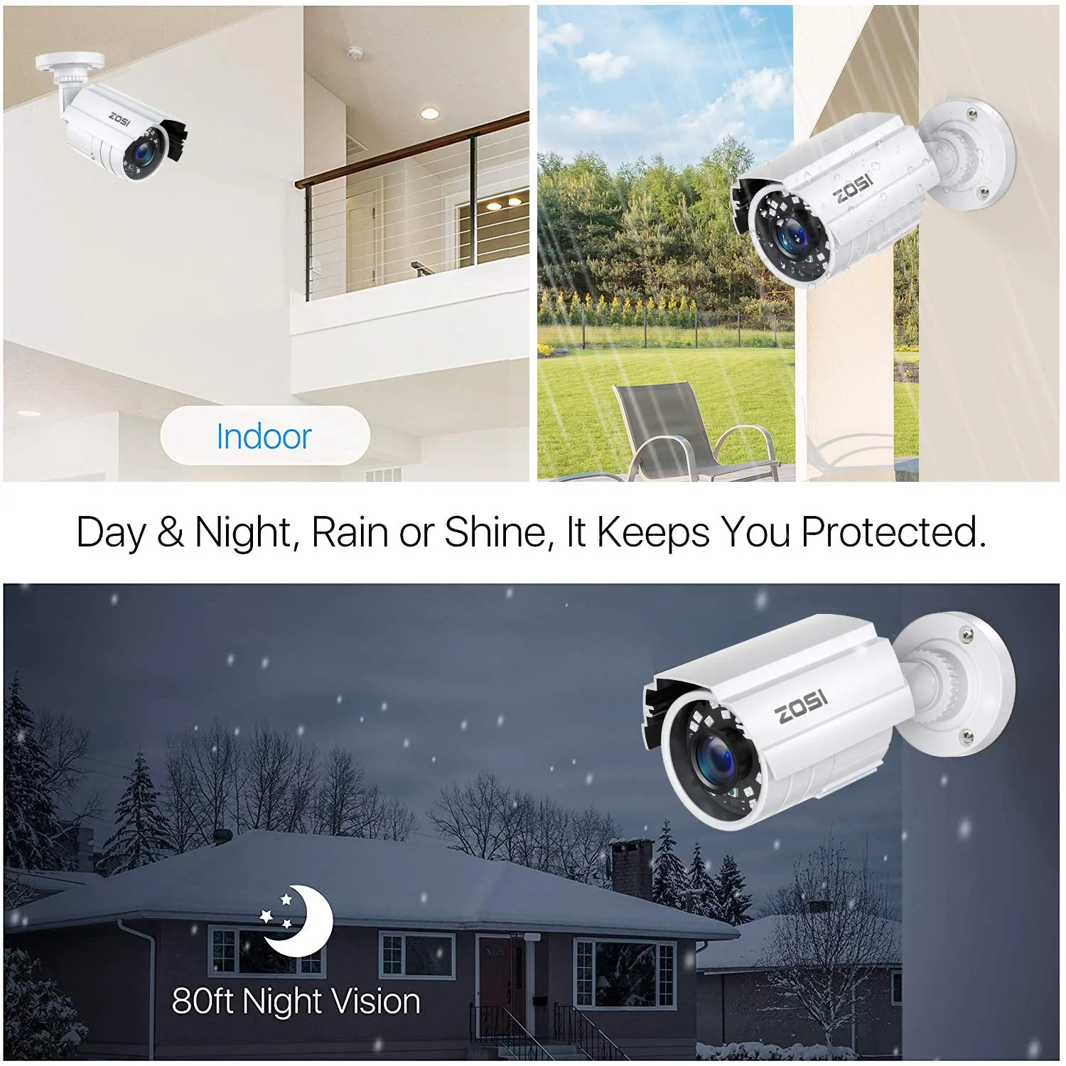 ZOSI 2MP HD 1920TVL Outdoor Indoor Security Camera 1080p (Hybrid 4-in-1 HD-CVI/TVI/AHD/960H Analog CVBS), 24PCS LEDs, 80ft IR Night Vision, Weatherproof Surveillance CCTV Bullet Camera 1 Camera - Image 8