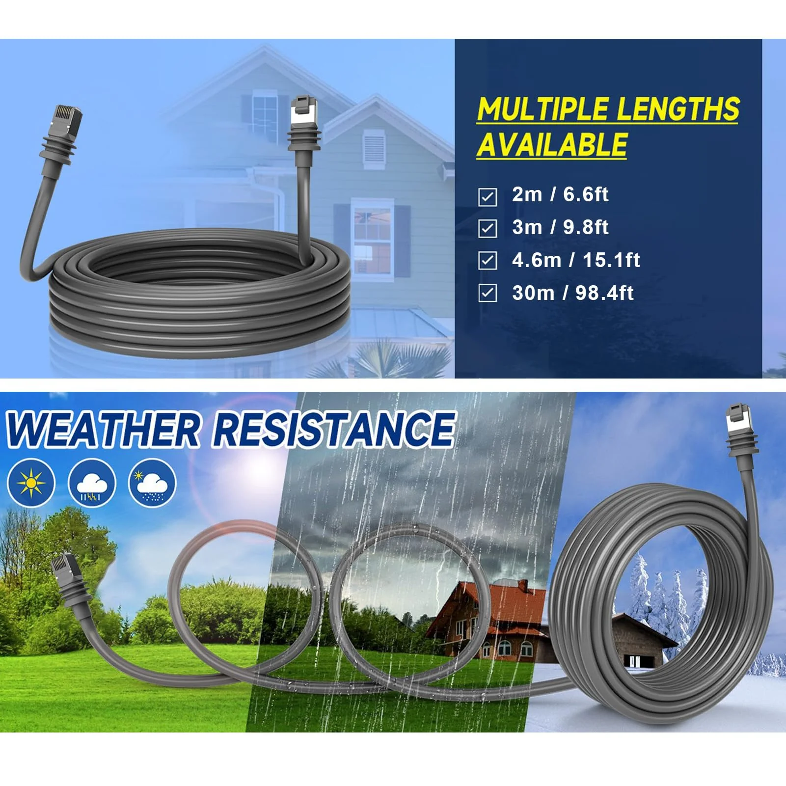 Zunate 10Ft Starlink Gen 3 Cable, Starlink Cable Extension, Waterproof Satellite Replacement Cable for Starlink Gen3 V3, Standard Cable for Starlink Gen 3 Outdoor Cable, 10FT/ 10FT(3M) 10FT(3M) - Image 5