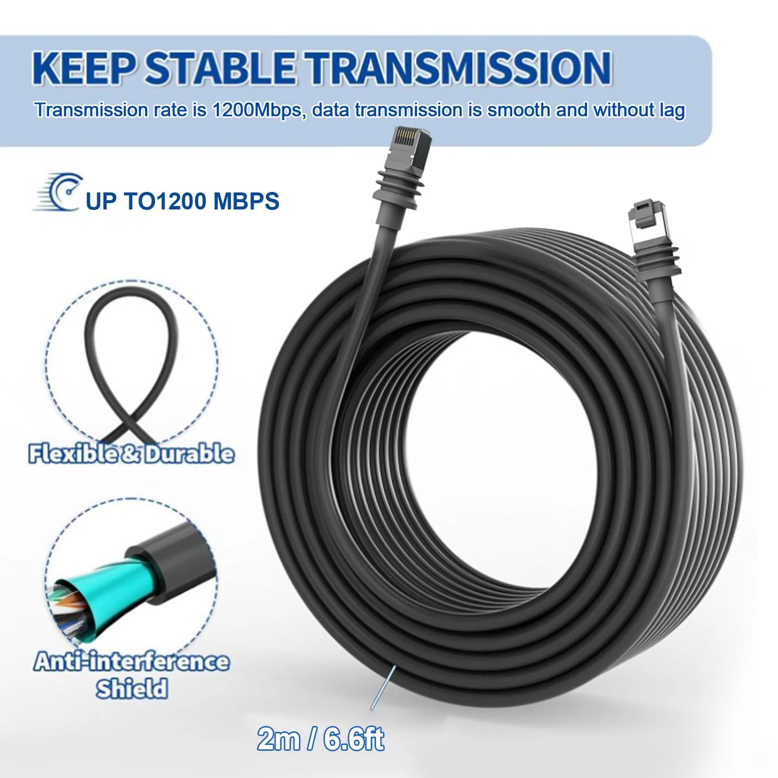 Zunate 15Ft Starlink Gen 3 Cable, Starlink Cable Extension, Waterproof Satellite Replacement Cable for Starlink Gen3 V3, Standard Cable for Starlink Gen 3 Outdoor Cable, 15FT/4.6M 15FT(4.6M) 15FT(4.6M) - Image 7