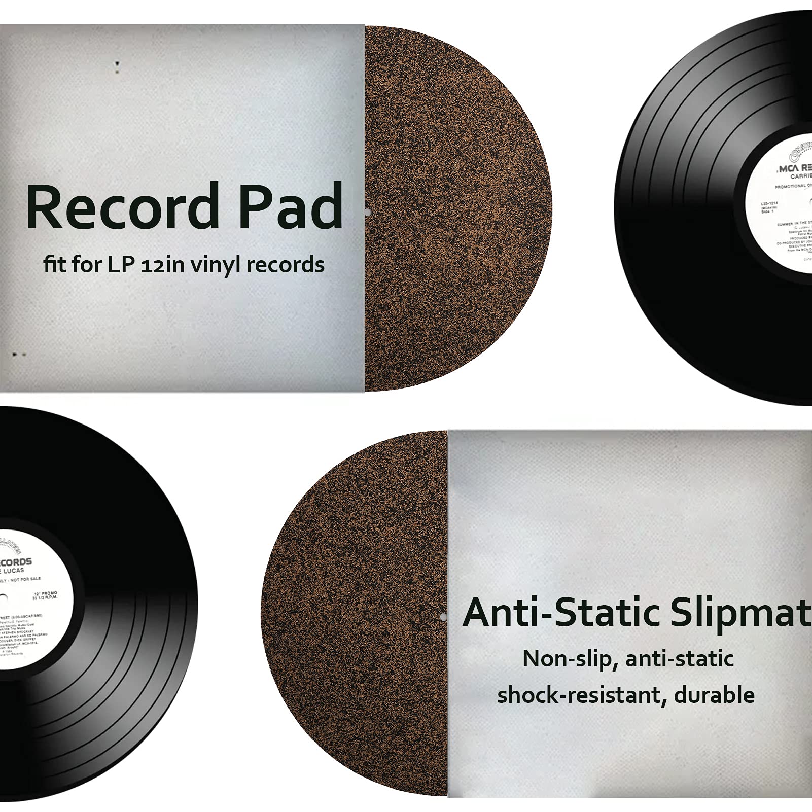 Zunate Turntable Cork Platter Mat, 12in Shockproof Turntable Platter Mat, Grade Improves Sound Quality, Nonslip Turntable Slipmat for Record Players - Image 3
