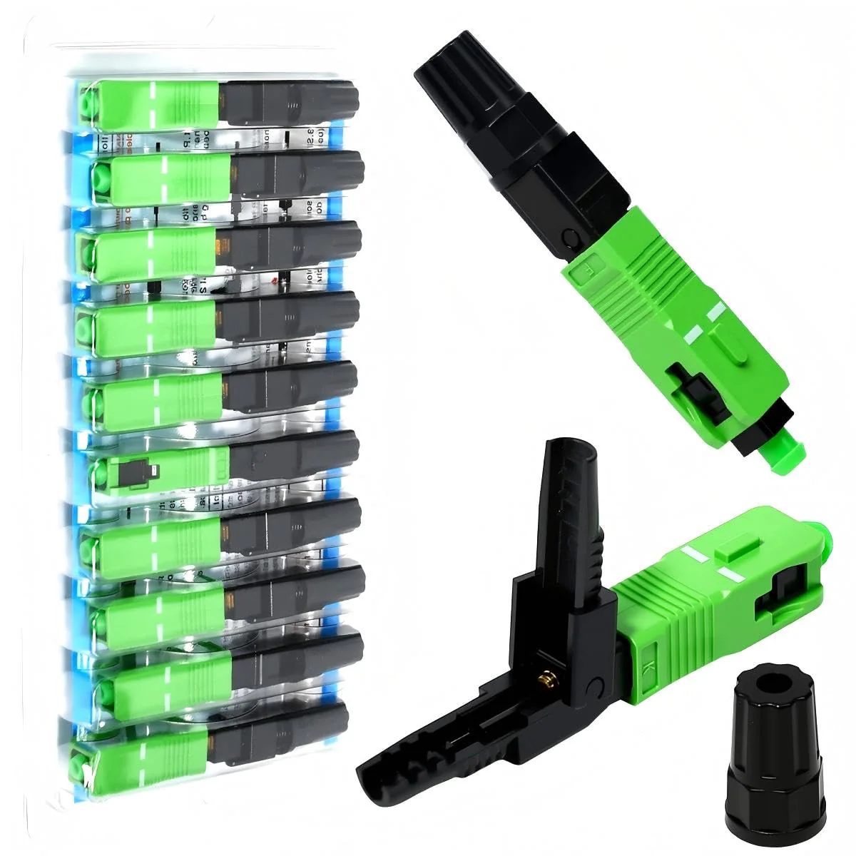 Zuxbolf 12 Stück Glasfaser Verbinder SC/APC Stecker Glasfaser Schnellverbinder Schnelle Adapter Glasfaserstecker Schnellkupplung Glasfaseranschluss für Singlemode Glasfaserverbindungen