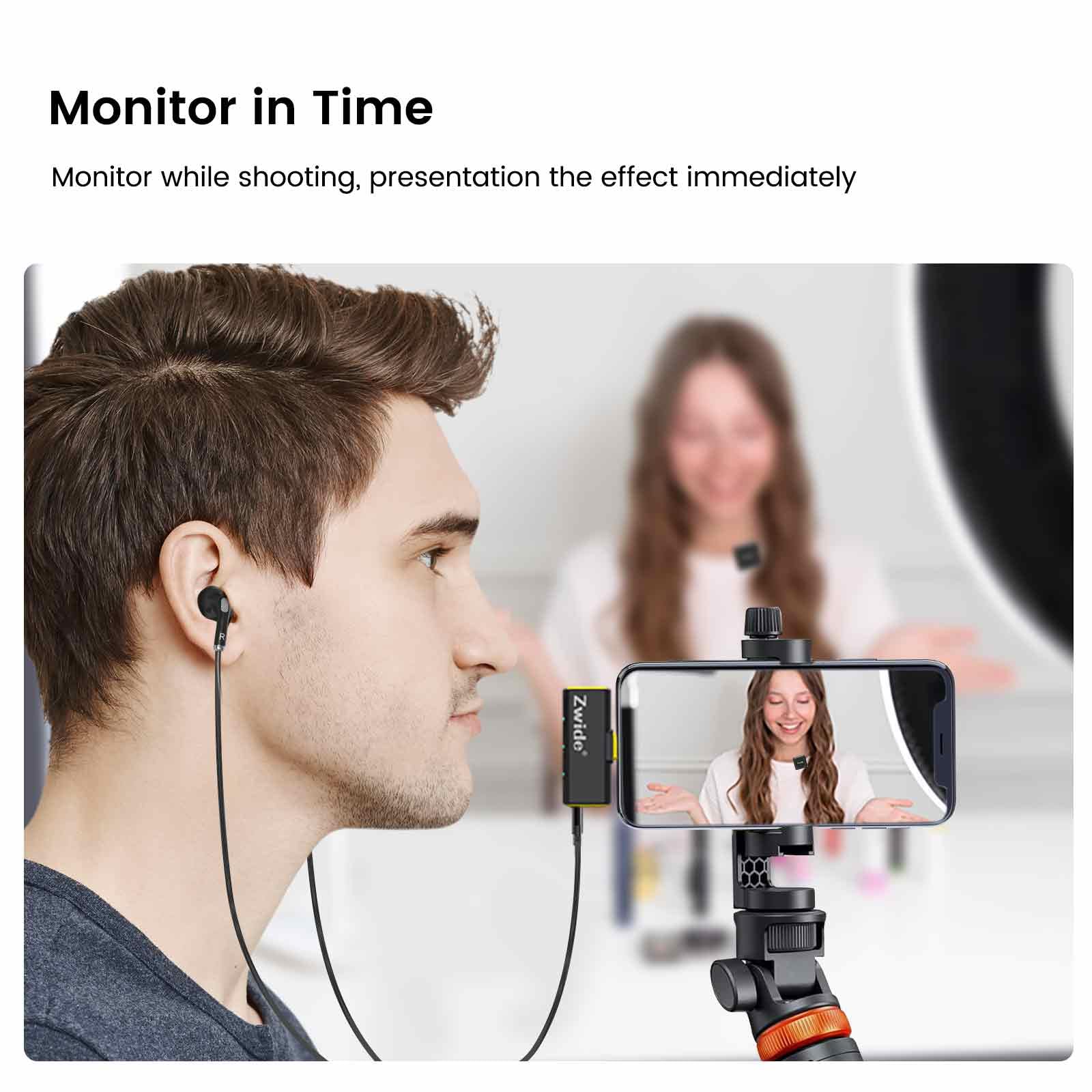 Zwide Portable Wireless Lavalier Microphone M3-L(1to1), Plug and Play, 3 Levels Noise Cancellation, Compact Mini Mics with Magnetic Clip, Compatible with Lightning of Apple Devices/iPhone/iPod Touch M3(1TX+Lightning RX) - Image 4